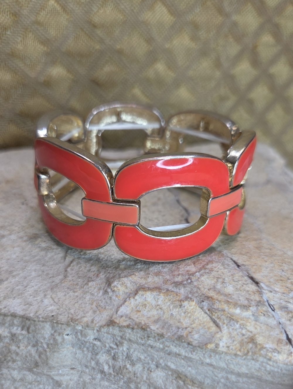Vintage Orange Enamel Stretch Bracelet